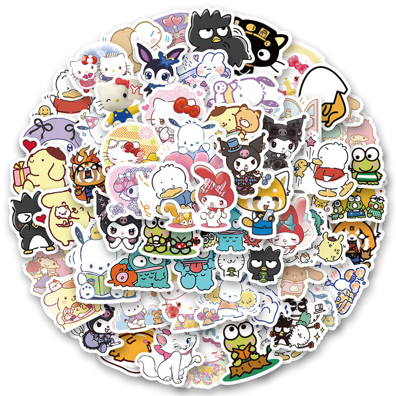 10/30/50/100pcs Mixed Sanrio Anime Stickers Cute Hello Kitty My Melody Cartoon Decals Phone Suitcase Skateboard Graffiti Sticker
