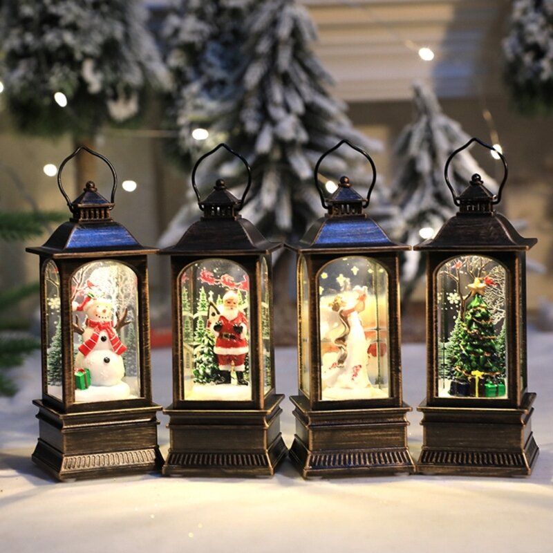Christmas Glittering Lantern Handheld LED Night Light Oil  Home Decoration
