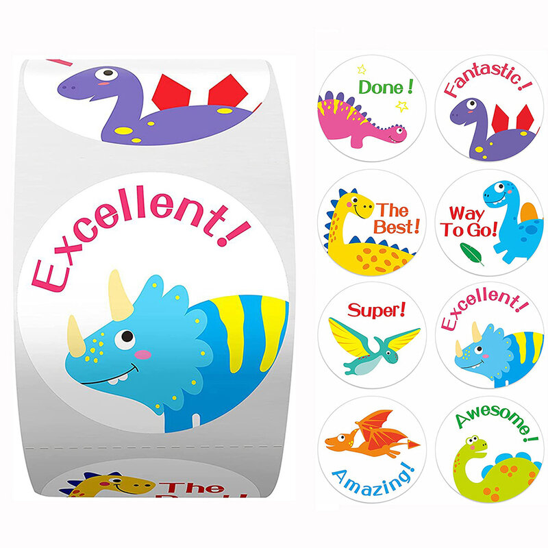 100-500pcs Cartoon Zoo Animals Reward Stickers adesivo motivazionale per insegnanti di scuola ricompensa studenti etichetta adesiva per bambini