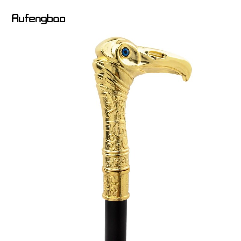 Golden Eagle Head Luxury Walking Stick with Hidden Plate Self Defense Fashion Cane Plate Cosplay Crosier Stick 93cm
