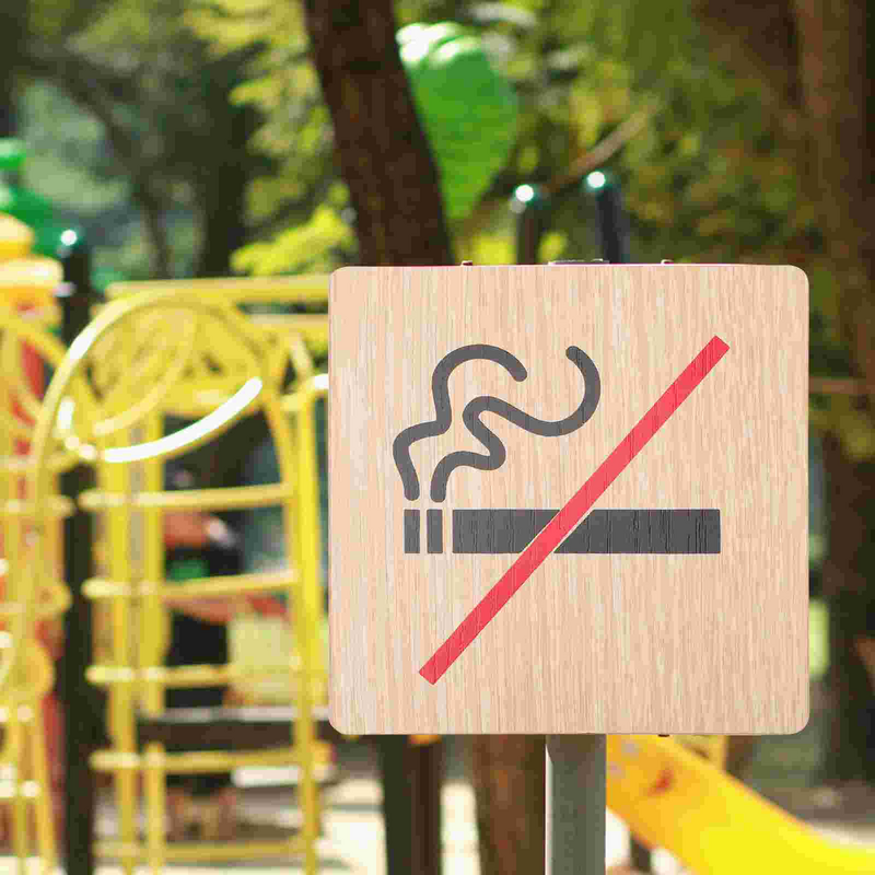 4 Pcs No Smoking Sign Wooden Stickers Non-smoking Signs Label for Cars Reminding Public