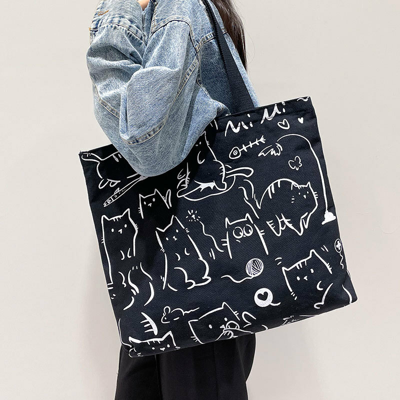 Холщовая женская сумка 2024, вместительная сумка, оригинальная сумка, Студенческая сумка через плечо для колледжа, стильные сумки