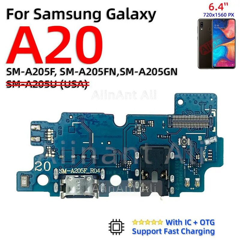 Aiinant ตัวเชื่อมต่อบอร์ดชาร์จเร็วสายแพสำหรับ Samsung Galaxy A20 A20e A20s A21 A21s A22 A23 A24อะไหล่4G 5g