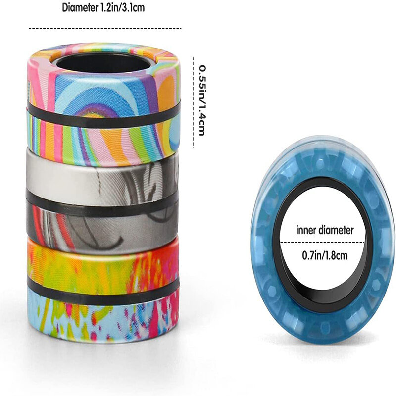 Anello magnetico colorato rotante con punta delle dita trottola Fidget Spinner ansia antistress giocattoli per regali per bambini
