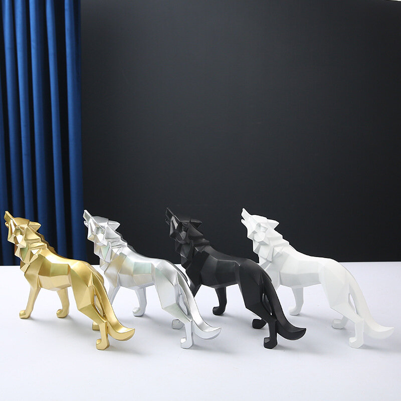 زخرفة الذئب الهندسية الإبداعية ، حيوان الذئب الشمال ، المنزل وغرفة المعيشة ، مكتب الديكور ، هدية