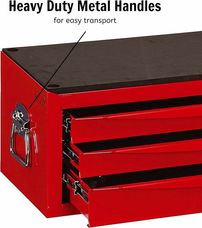 Caja de Herramientas media SV de acero portátil profesional, 3 cajones, Bloqueable, rojo, TC803USV