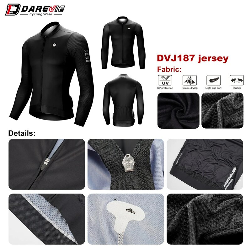 Darevie-Jersey de ciclismo masculino de manga comprida, roupa respirável, camisa anti-UV, MTB, estrada, verão, 2022