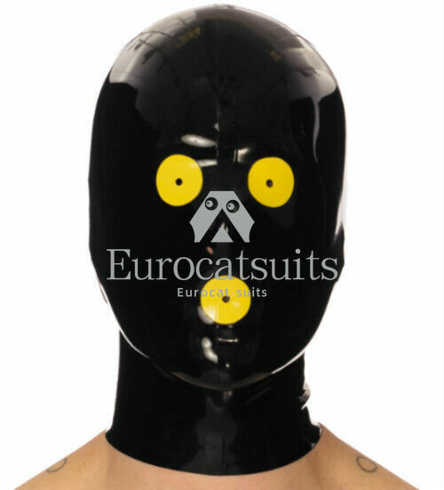 100% Latex gummi rubber face hood catsuit ganzanzug popular cosplay party club
