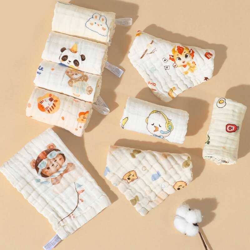 Y1UB Mehrzweck-Spucktücher aus 6-lagiger Baumwolle, praktische quadratische Tücher, Taschentuch für Neugeborene, Baby-Wischtuch,