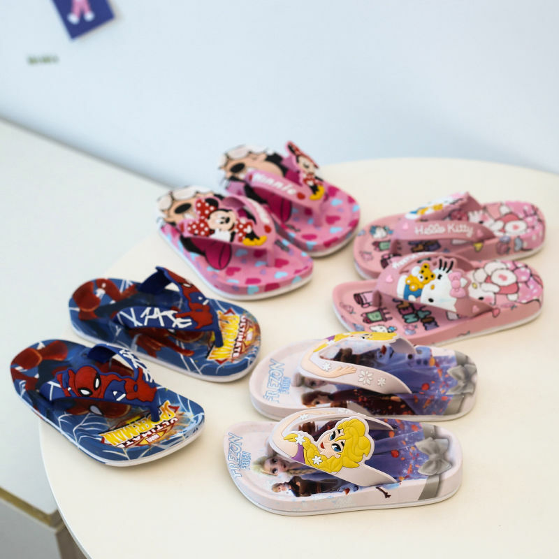 Zapatillas de Disney para niños, chanclas de dibujos animados, sandalias de princesa, sandalias antideslizantes para el hogar, talla 24-35