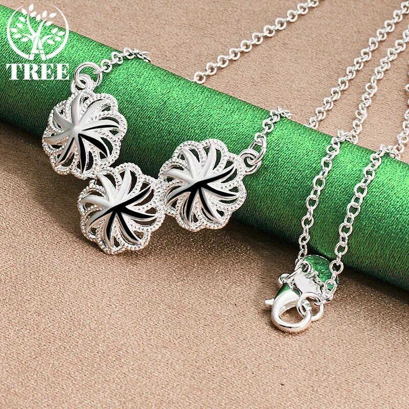 ALITREE 925 Sterling Silver Three Snowflakes Pendant Necklace For Women necklaces Fashion Party Birthday Wedding Jewelry Choker
