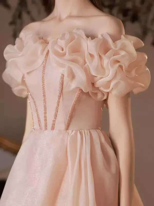 Elegante Dames Feestjurken Voor Vrouwen Paleisstijl Off-Shoulder Mouwloze Strapless A-Lijn Bloemen Prom Dress Vestidos