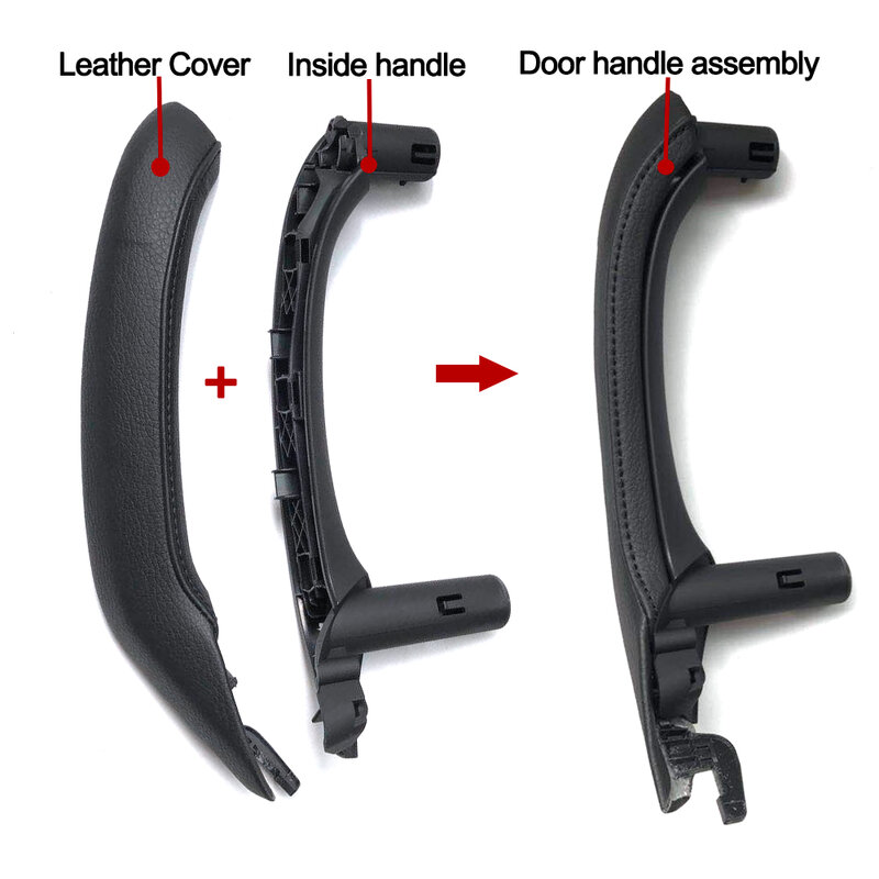 Left Right Driver Car Interior Door Pull Handle Leather Cover Set Assembly Replacement For BMW X3 X4 F25 F26 2010-2016