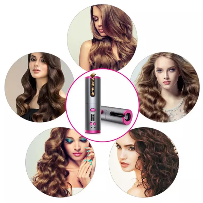 Hair Curler Set Cordless Automatic Rotating Hair Curler Curling Iron LED Display Temperature Adjustable Styling Tools Wave Styer