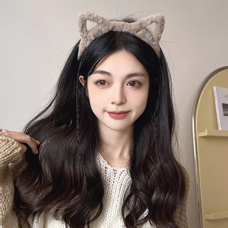 Plush Cat Ear Lolita Headbands para Mulheres, Meninas Desenhos Animados, Bandas de Cabelo Peludo, Hoop, Cosplay Costume, Party Headwear, Acessórios para Cabelo Coreano