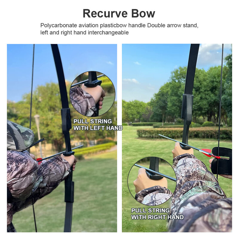 Toparchery 20-40lbs ยิงธนู57 "Takedown Recurve Bow สำหรับ Hunting Recurve Bow และ Arrow ชุดซ้ายขวามือ Black ธนูล่าสัตว์