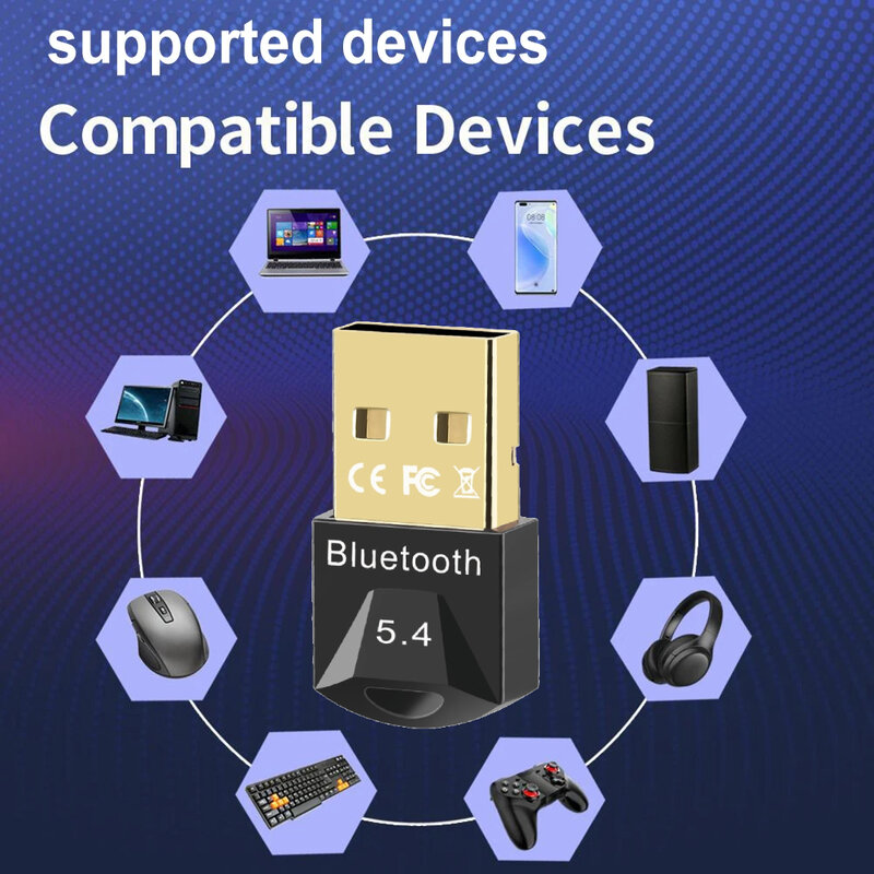 Adaptor Bluetooth untuk Pc Usb Bluetooth 5.4 5.3 penerima Dongle untuk Speaker Mouse Keyboard musik pemancar Audio