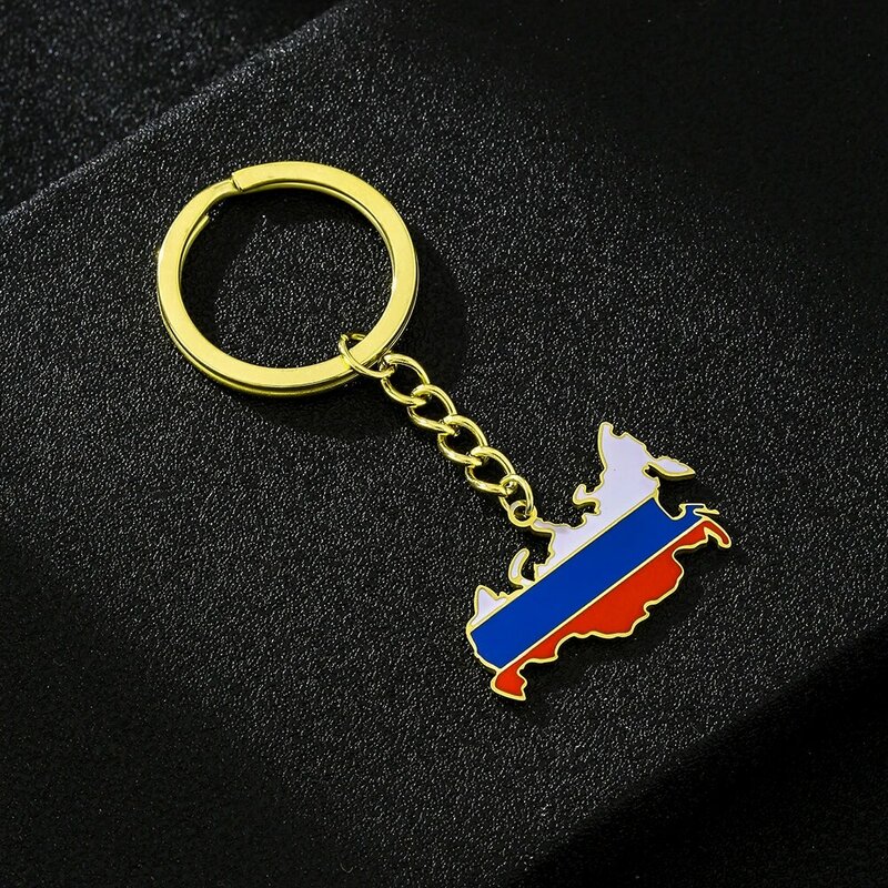 Mode russische Föderation Russland Karte Flagge Schlüssel anhänger Edelstahl Männer Frauen Karten Schlüssel ring Schmuck Geschenk