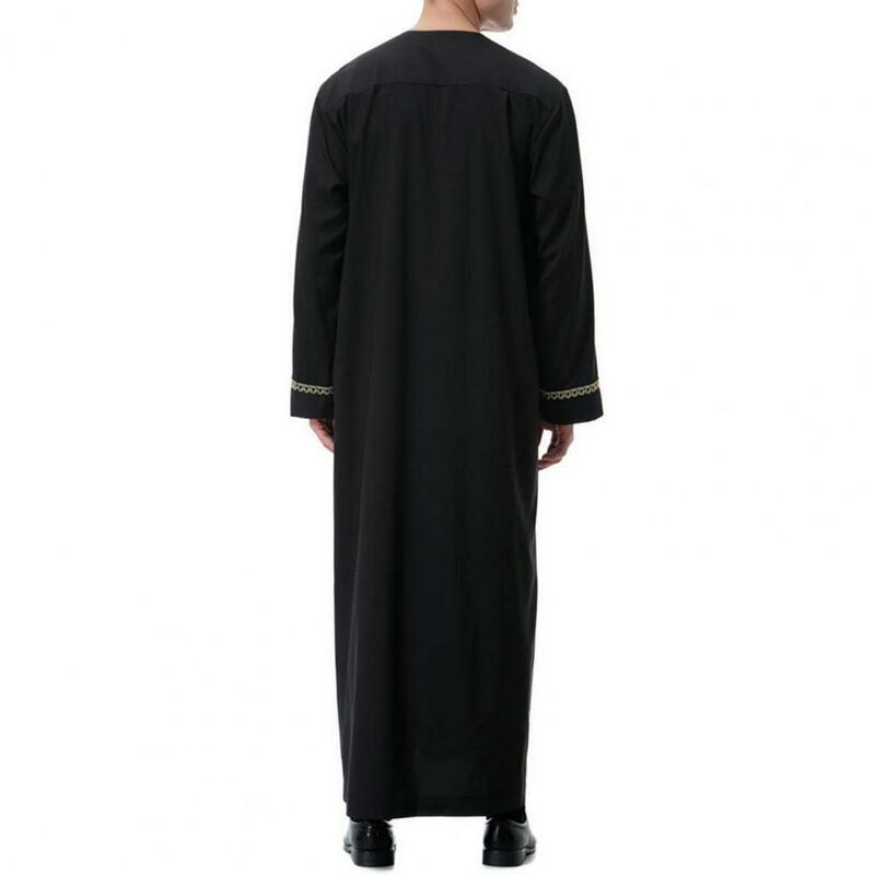 Camicia da uomo Casual tradizionale Maxi abito da uomo mediorientale con mezza cerniera maniche lunghe stile retrò per l'estate per la malesia