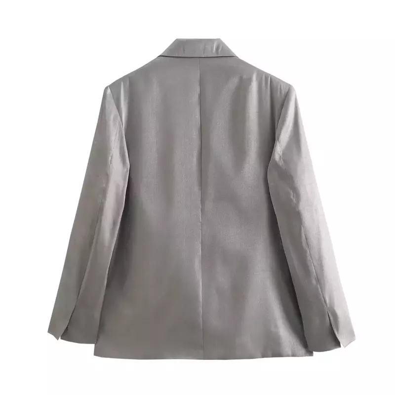 Casaco feminino de peito único, casaco retrô de manga comprida com bolso, top brilhante, decoração brilhante, casual e nova moda