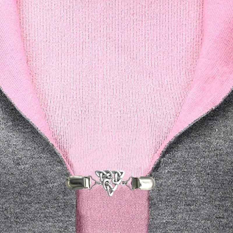 숄 칼라 카디건 셔츠 드레스 브로치 칼라 클립 정교한 매듭 걸쇠