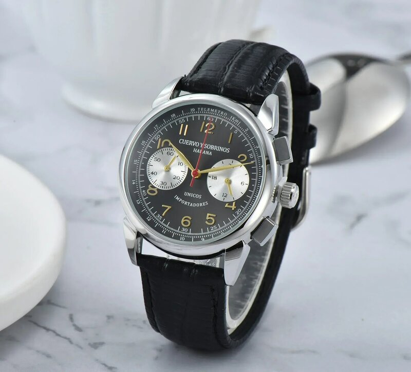 CYS-Historiador Men's Watch Multifunctional Luxury Chronograph Fashion Classic Leather Strap Waterproof Quartz Sports Watch