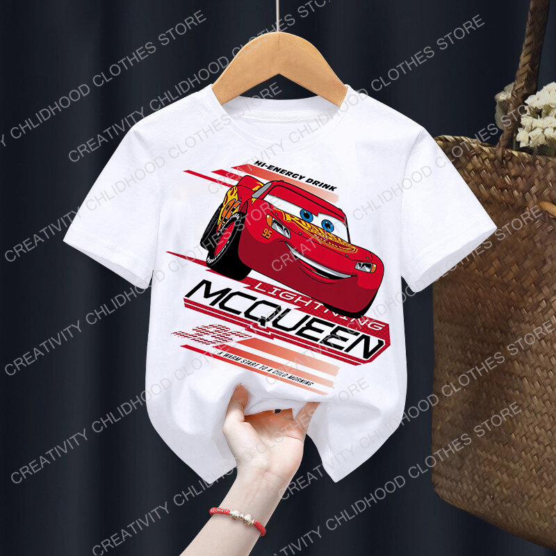 Camiseta de Disney Cars para niños y niñas, ropa de Rayo McQueen, dibujos animados de Anime Kawaii, Hip Hop, Top informal, novedad de verano