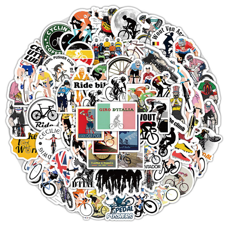 10/30/50/100pcs Cycling Sports Cartoon Bike Stickers Cool Bicycle Rider Graffiti Decals Phone Notebook Skateboard Sticker Decor