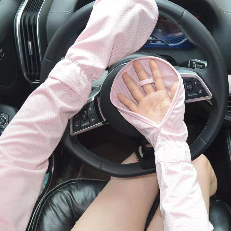 ปลอกแขนป้องกันแสงแดด1คู่สำหรับผู้หญิงแขนป้องกันรังสี UV สำหรับขับรถถุงมือน้ำแข็งทรงหลวมไซส์ใหญ่ระบายอากาศได้สำหรับกลางแจ้ง