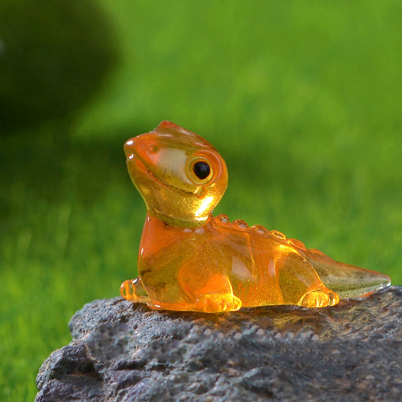 Animalsature-adorno de lagarto de resina pequeña animada, artesanía de decoración en maceta de flores, resplandeciente