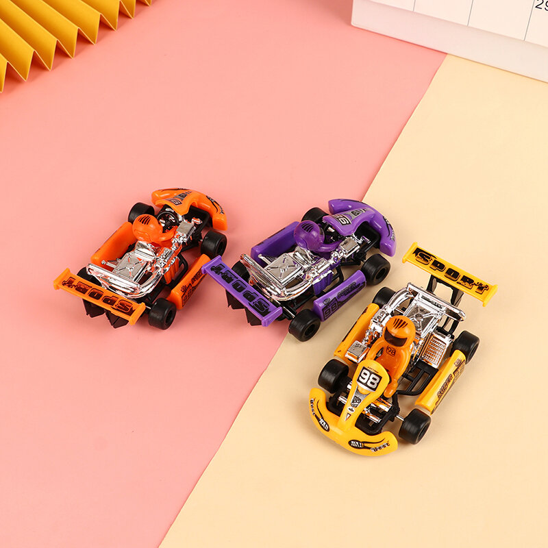 Random Color 1pc Kids Pull Back Power Racing Car Power Kart Children's Puzzle Toy Vehicles Car Formula Car Inertia Go-kart