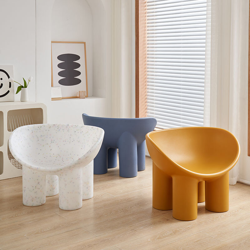 IHOME-Nordic Designer Single Creative Elephant Leg Chair, Banquinho Simples, Ins, Net, Vermelho, Lazer, Exterior, Novo, 2024