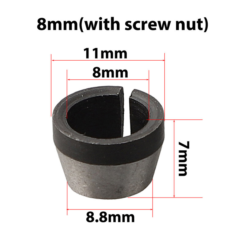 13mm×12mm×7mm/0.51in×0.47in×0.28in Collet Chuck Adapter With Nut 13mm×12mm×8mm/0.51in×0.47in×0.31in Useful New