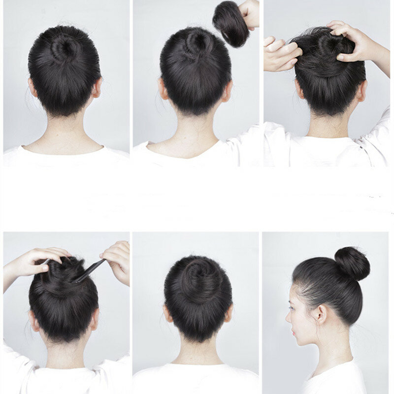 Syntetyczne przyrząd do koka z włosów Chignon niechlujne proste włosy obrączki elastyczne przedłużanie chrupiące sztuczne włosy dla kobiet spinki do włosów