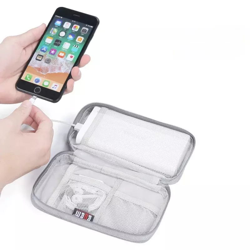 กระเป๋าเก็บสายเคเบิลข้อมูลกระเป๋าเก็บฮาร์ดดิสก์ USB ดิจิตอลสองชั้นกระเป๋าป้องกันแบบพกพาอุปกรณ์จัดระเบียบหูฟังดิจิตอล