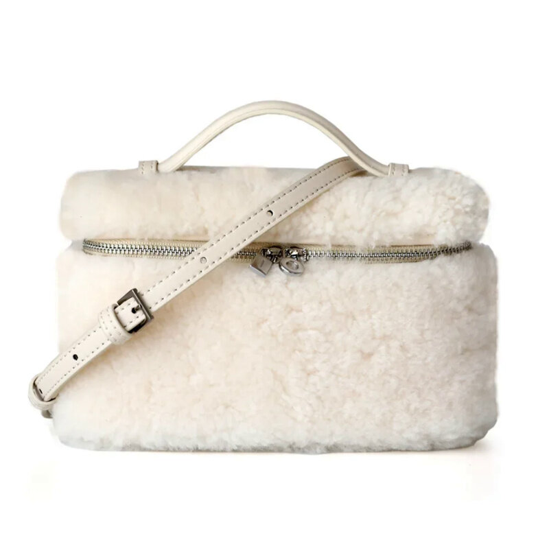 Fiambrera portátil de lana de cordero para mujer, Mini bolsos de alta calidad, bolsos de diseñador, Comuter, moda de otoño e invierno