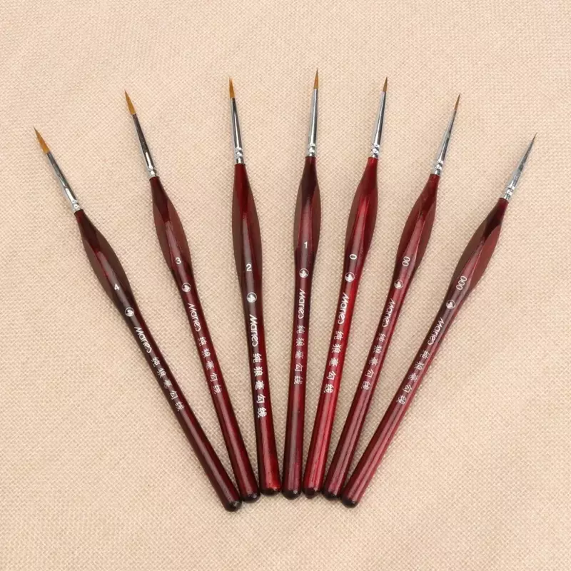 7Pcs Paint Brush Set Professional Sable Hair Art Nail Painting Drawing Pen