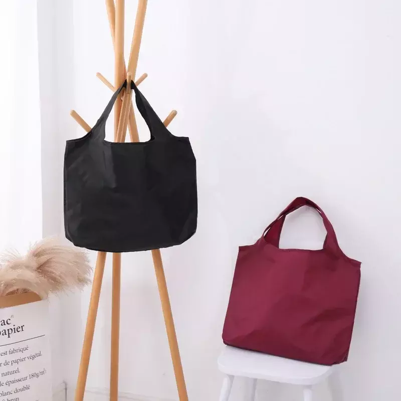 Модная однотонная холщовая маленькая сумка KM012 для покупок, черная Большая вместительная сумка через плечо в горошек