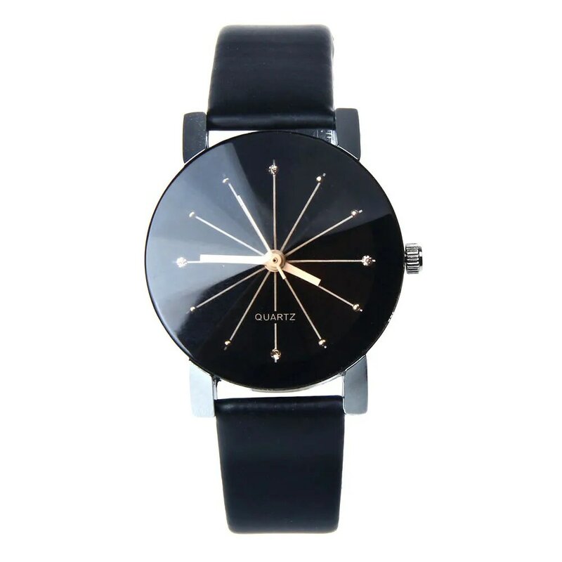 Relógio de pulso de couro PU para mulheres e homens, Lover Watches, Quartz Dial Clock, Durável, Luxo Presente, Moda, Presente