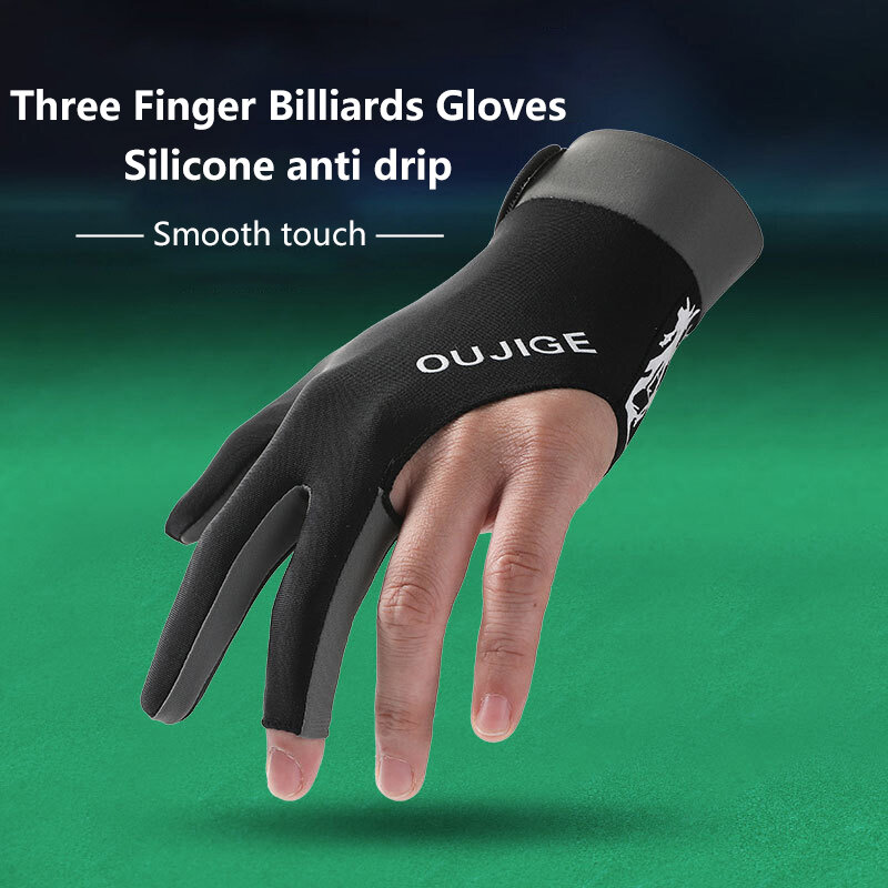 Billiards Glove Left Hand Three Finger Billiard Glove Non Slip Stickers Elasticity Billiard Training Gloves Accessories