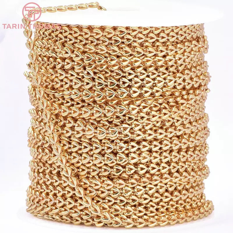(8516) 1 Meter 4x5.5MM 24K Gold Color Brass Heart Shape Necklace Chains Bracelet Chains High Quality Diy Jewelry Accessories