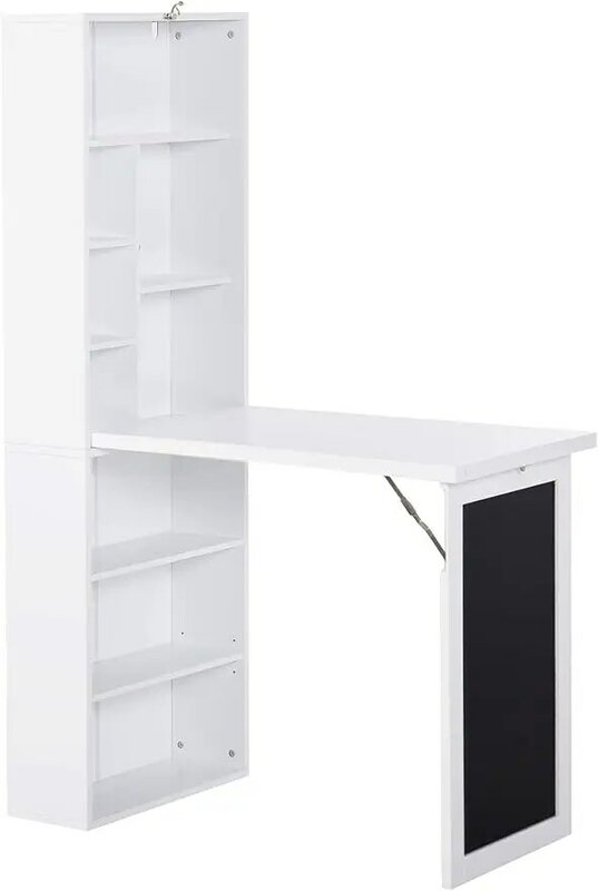 Homcom ausklappbarer Cabrio-Schreibtisch Wand halterung Schreibtischs chrank mit Tafel und Seiten regal Multifunktions-Home-Office-Arbeit
