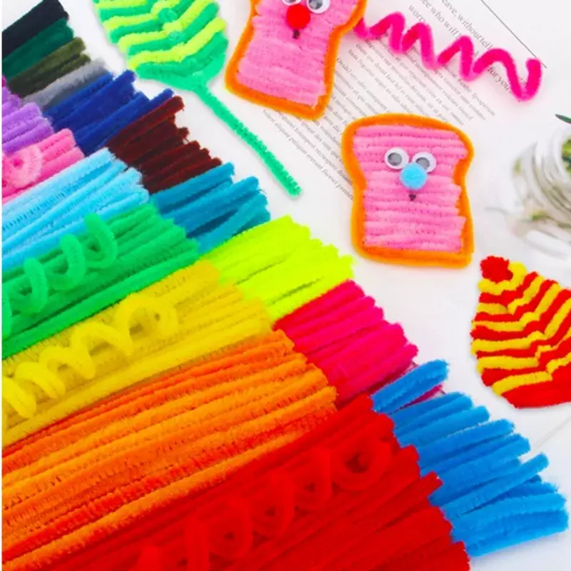 Kolorowe szenilowe szczypce do czyszczenia rur pluszowe świecidełka sztyfty z przewodowym kijem do włosów do majsterkowania rękodzieła zabawki edukacyjne hurtowo