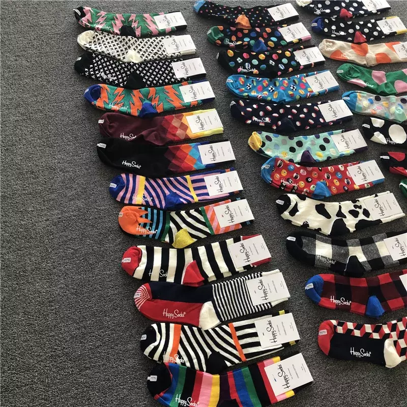 Frauen Geschenk Socken Glücklich Socken Spaß Helle Baumwolle Socken Regenbogen Diamant Drucken Crew Unisex Größe