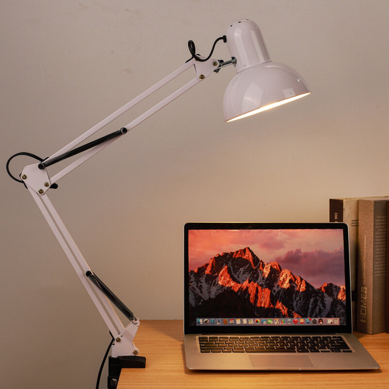 โคมไฟโต๊ะทำเล็บโต๊ะทำเล็บโต๊ะกลางคืนพร้อมที่หนีบคอมพิวเตอร์อุปกรณ์สำนักงานไฟ LED แนววินเทจหนังสือพับได้สำหรับอ่านหนังสือ