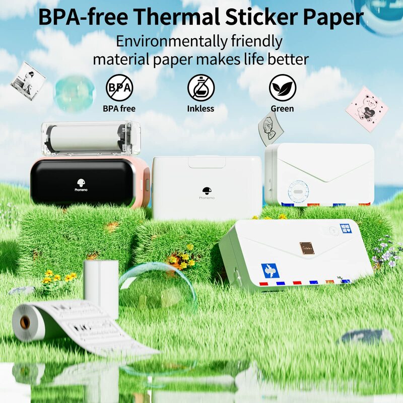 M04S Paper for M04AS Printer M03AS HD thermal Color Paper 80mm x 3.5m 3rolls Works in Phomemo M03/ M03AS/M04S/M04AS Printer