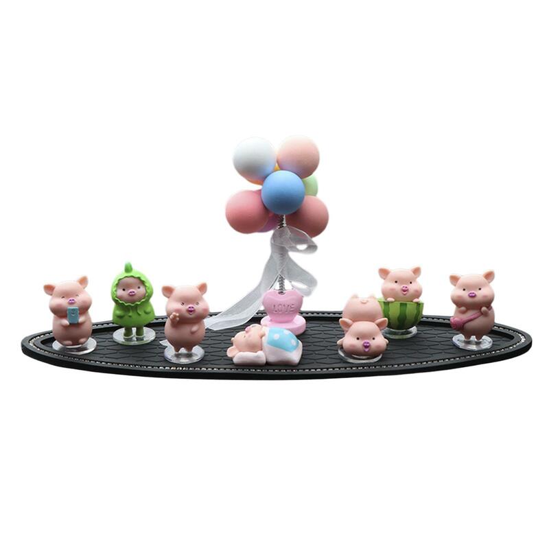 Mini Piggy Figures Set Car Dashboard Decoration for Table Living Room