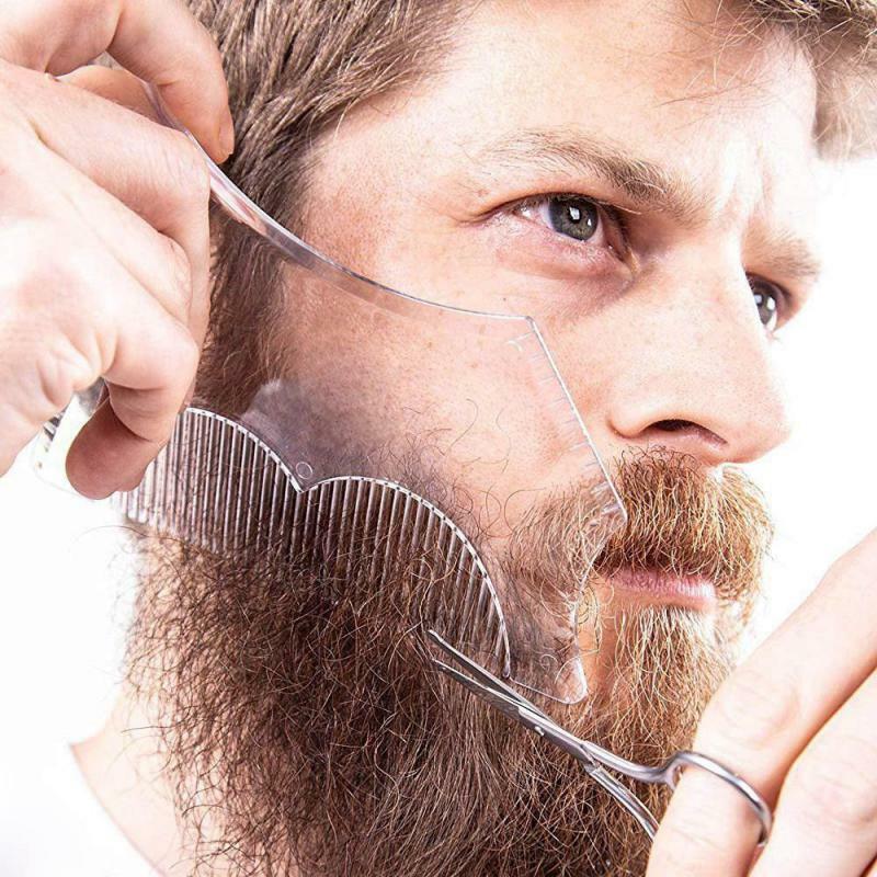 Sideburn peine de líneas transparentes, peine de dientes precisos, materiales lisos y selectos, no daña la piel, plantilla de peinado de barba, P.s. Azul