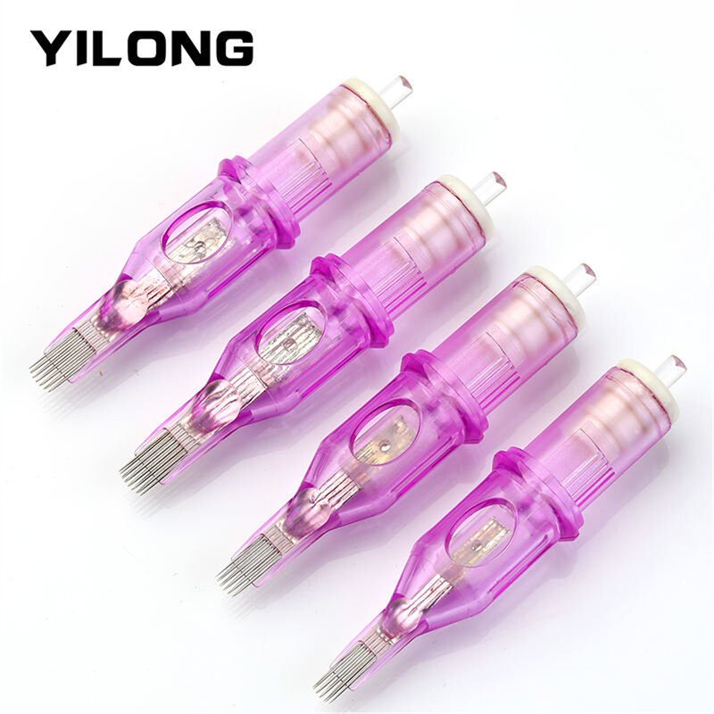 Yilong 10 Piece Cartridge Tattoo Needles Rl Rs Rm M1 Disposable Sterilized Safety Tattoo Needle For Cartridge Machines Grips