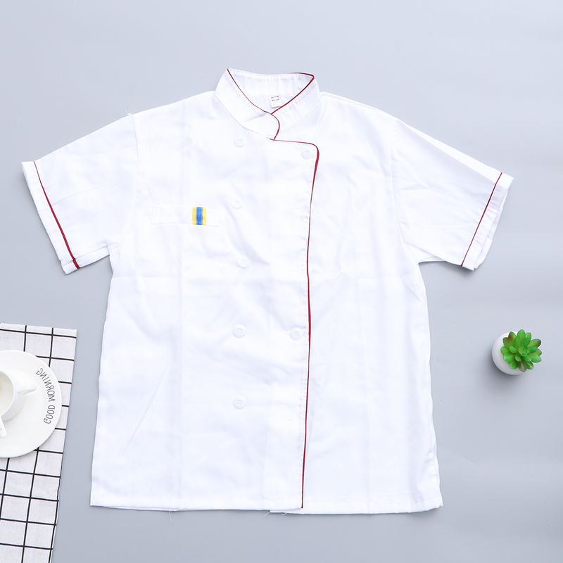 Abrigo de Chef de manga corta para hombre, uniforme de Catering, ropa informal, blanco, servicio ejecutivo, holgado